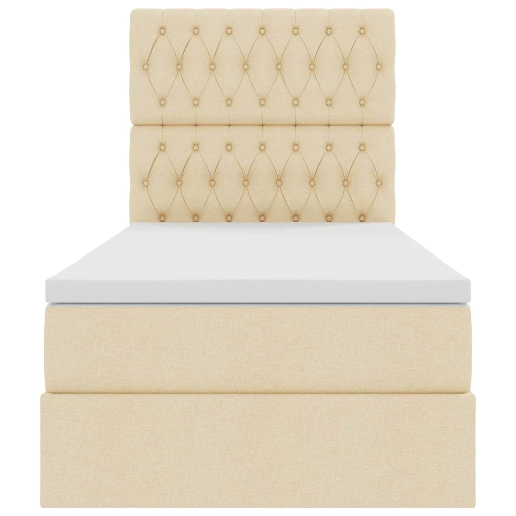 Letto con contenitore e materasso Crema 100 x 200 cm Poliestere