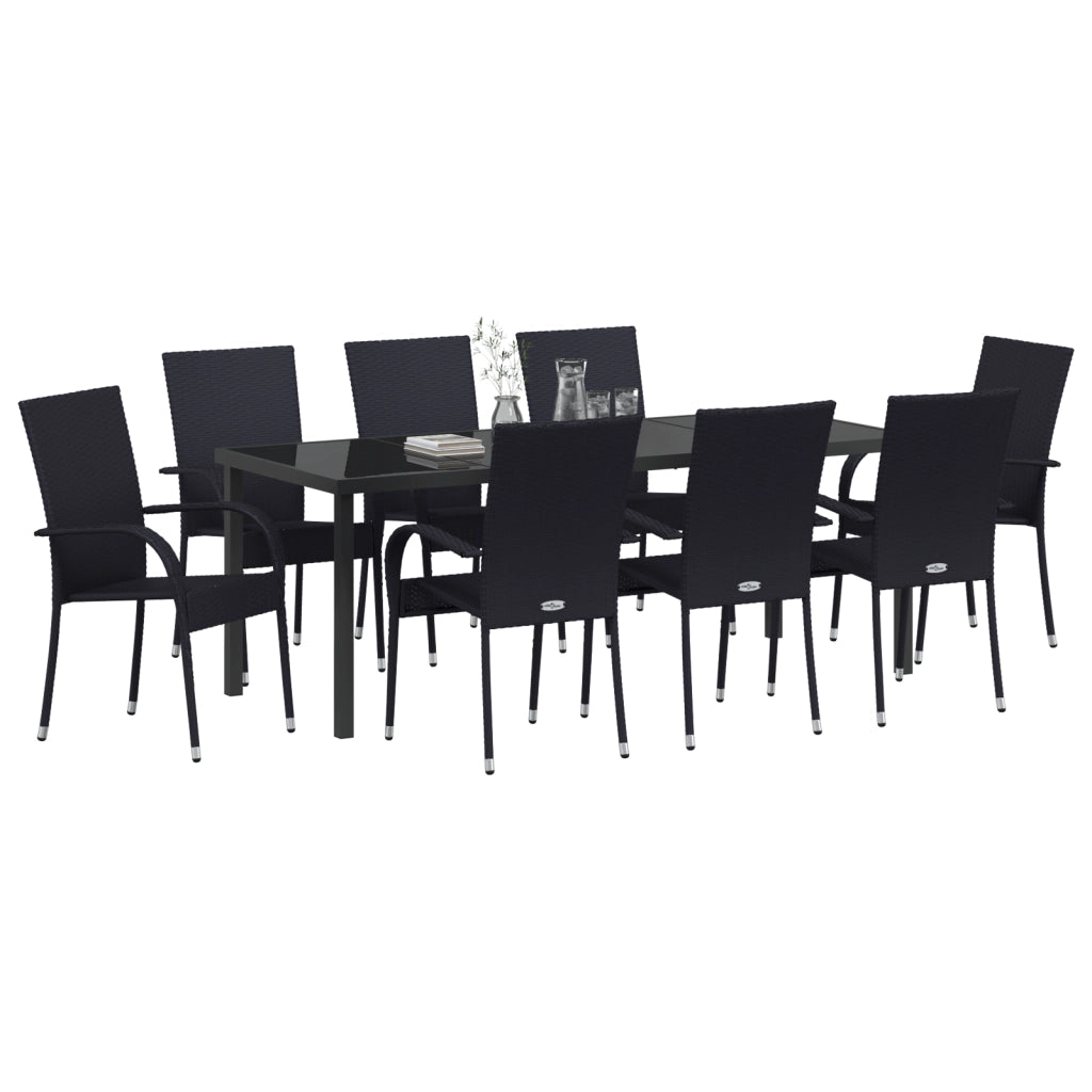 Set da pranzo da giardino 5 pezzi Nero Rattan Poliestere