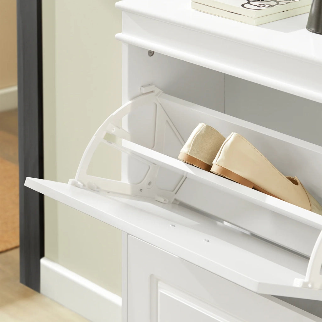 Scarpiera salvaspazio Slim con 3 ante Portascarpe Salvaspazio Regolabili 52x23x117cm Bianco FSR94-W