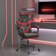 Sedia Gaming Girevole Poggiapiedi Nero e Rosso Vino Similpelle 349562