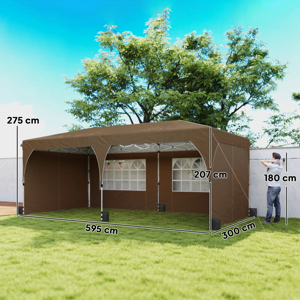 Tenda da giardino pieghevole ¨C zephmum ¨C beige 6x3 m impermeabile