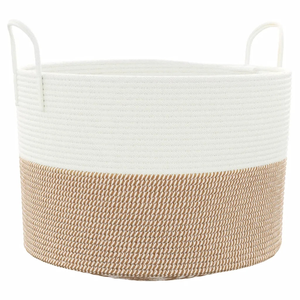 Cestino Portaoggetti Marrone e Bianco ?51x33 cm in Cotone CFW7843533