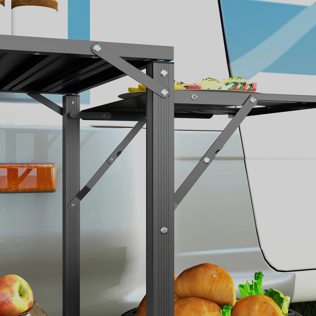 Tavolo da cucina pieghevole ¨C zephmum ¨C acciaio, alluminio, 2 ripiani, 2 piani
