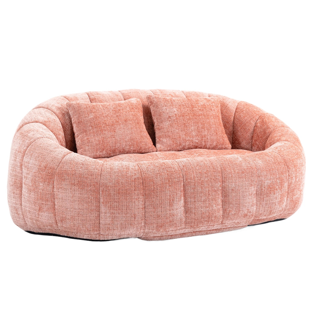 Divano lounge 2 posti in ciniglia rosa con schiuma memory