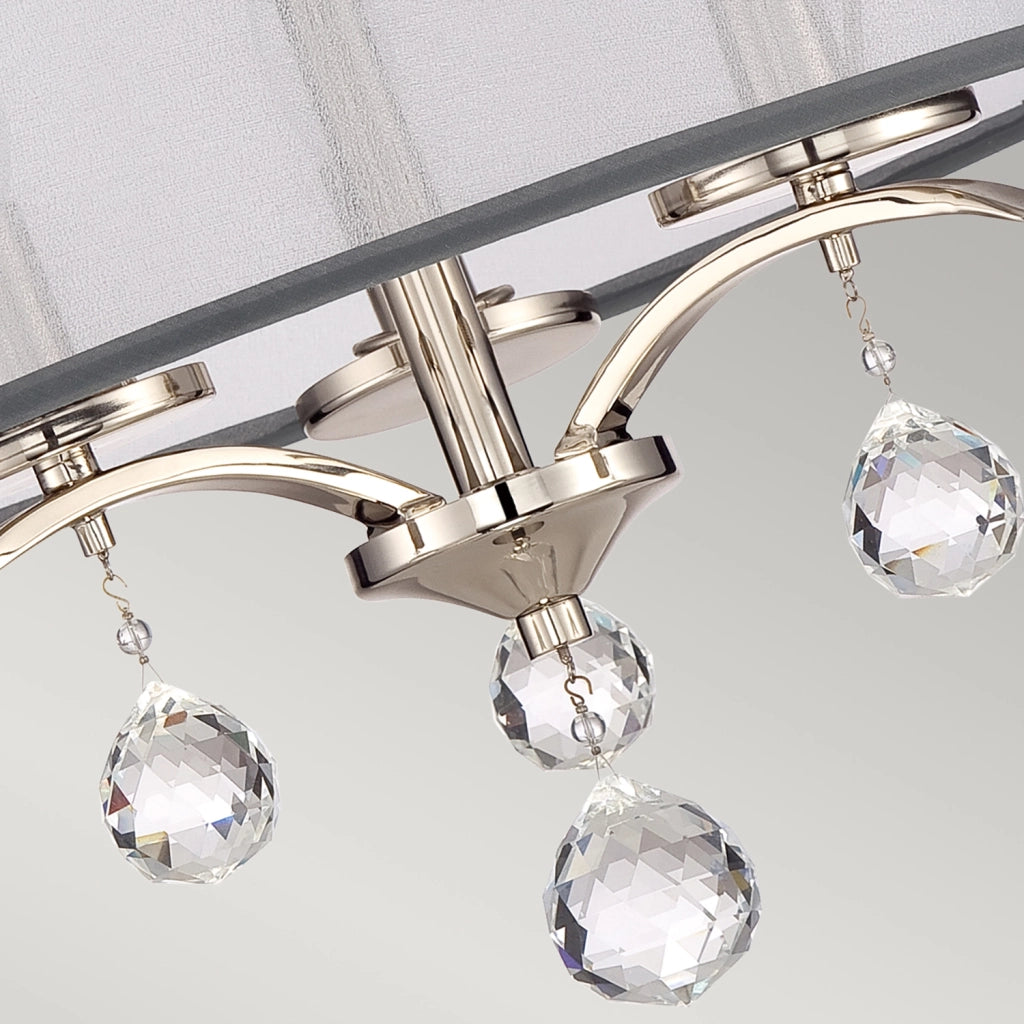 Lampada a Soffitto 4 Luci Rama In Acciaio Nero A Bracci E Sfere In Vetro Opalino