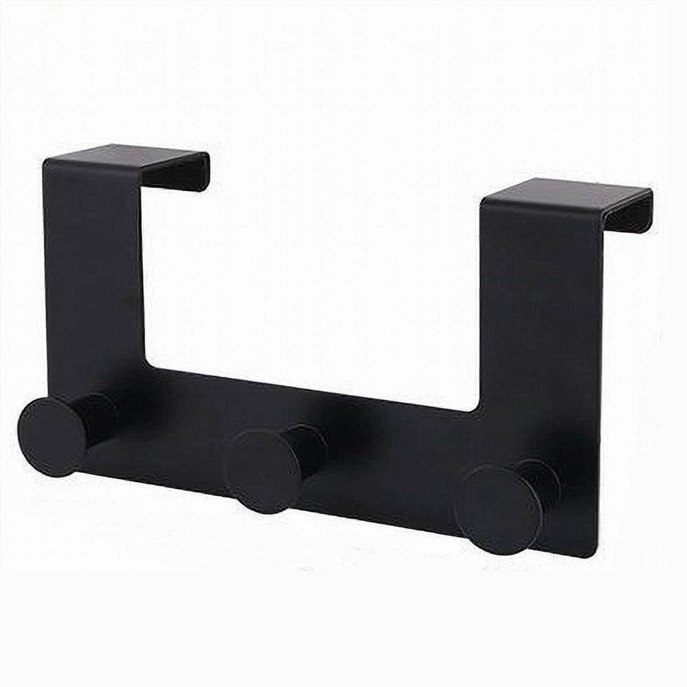 Trade Shop - Appendiabiti Da Porta Con 3 Ganci 19.5x11.5cm Nero Per Asciugamani Vestiti 87776 -