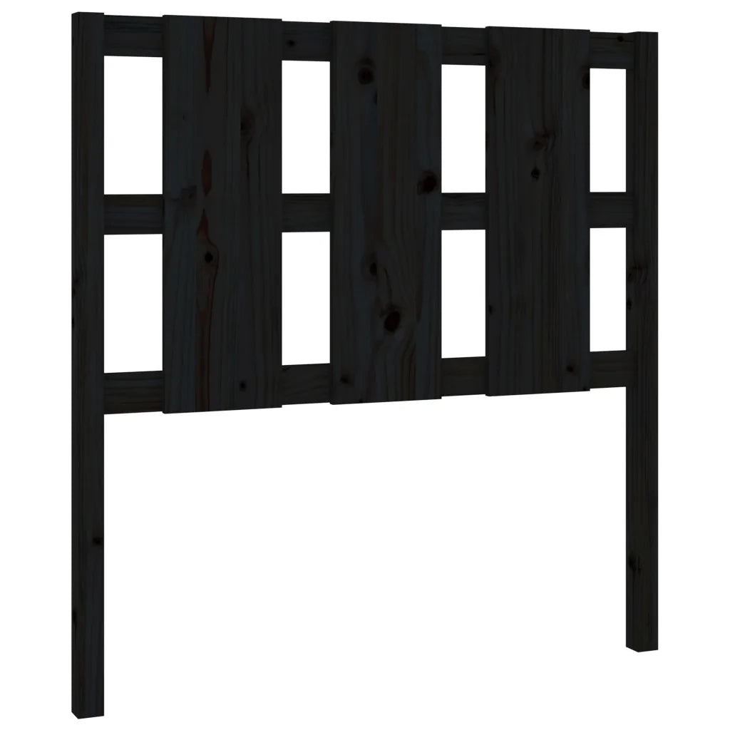 Testiera per Letto Nera 95,5x4x100 cm in Legno Massello di Pino