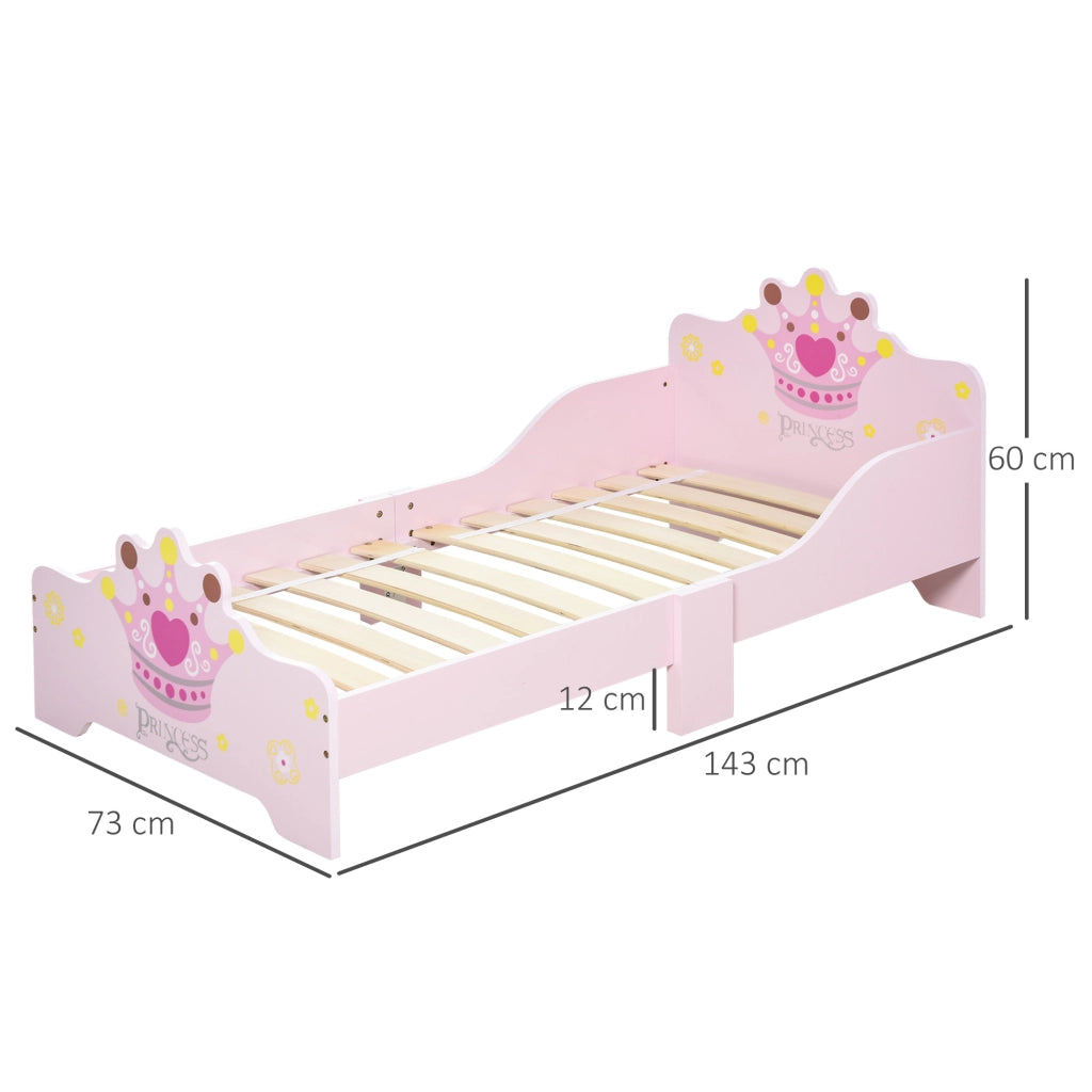 EasyComfort Letto per Bambini con Bordi Rialzati e 6 Gambe in Legno per Cameretta, Lettino per Bimbi da 3-6 Anni, 143x73x60cm, Rosa