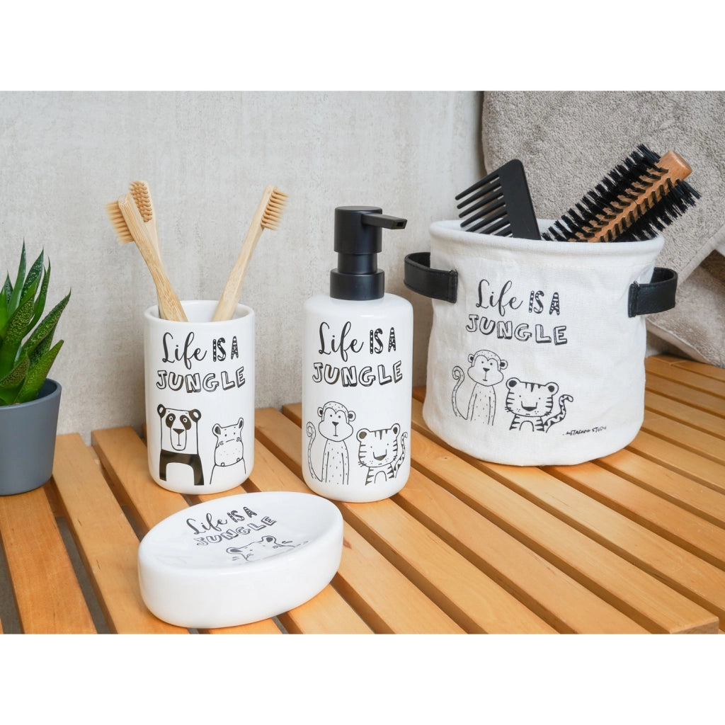 Porta sapone da appoggio Bianco in Ceramica Mod. Jungle