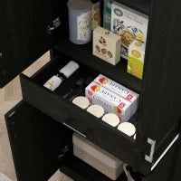 Credenza Cucina Alta con 2 armadi a 2 porte, 1 cassetto centrale e 2 ripiani regolabili su 3 livelli, in MDF, 70.8x34x180cm, Nero | Aosom Italy