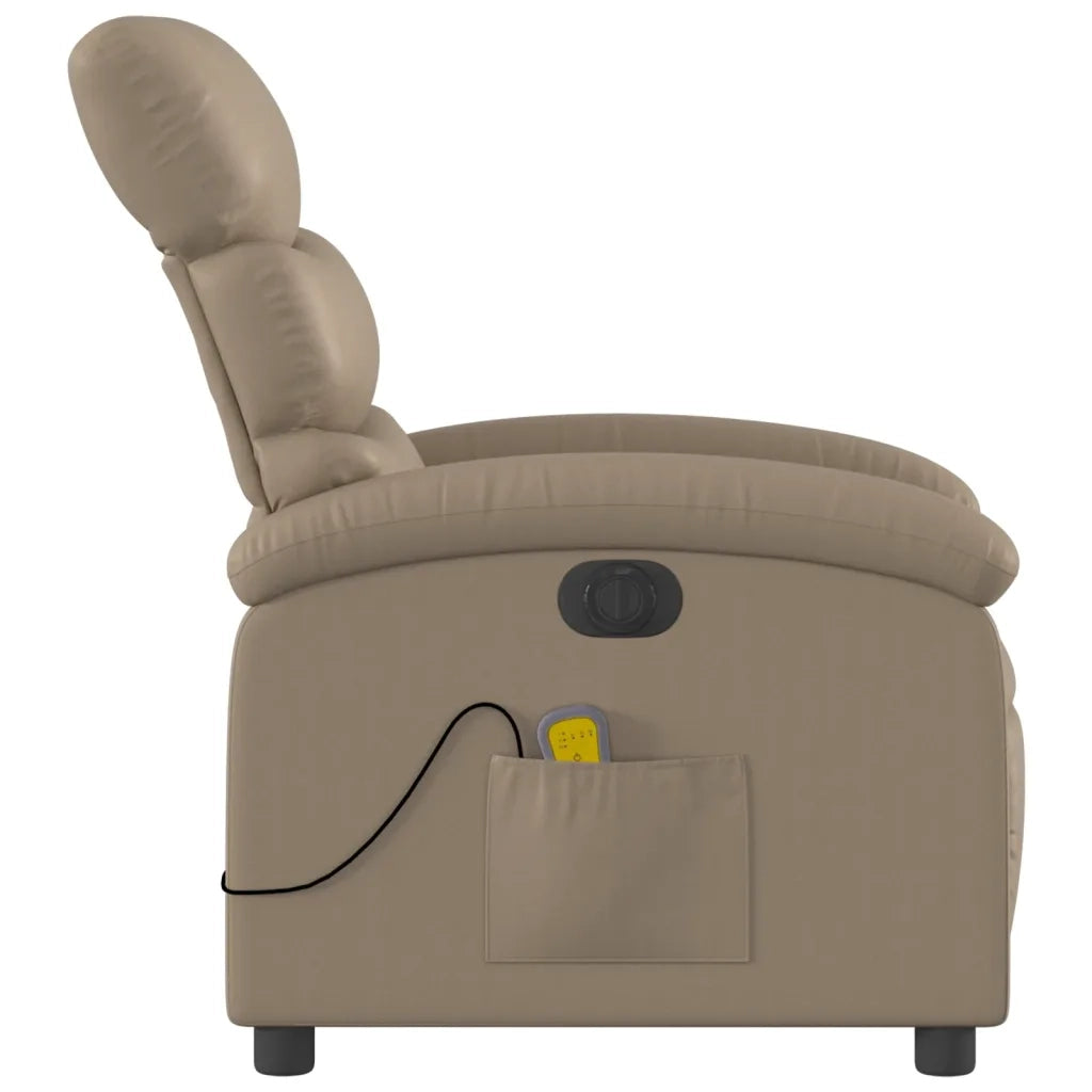 Divano Sedia-Poltrona Reclinabile Massaggio Elettrica Cappuccino Similpelle 197229
