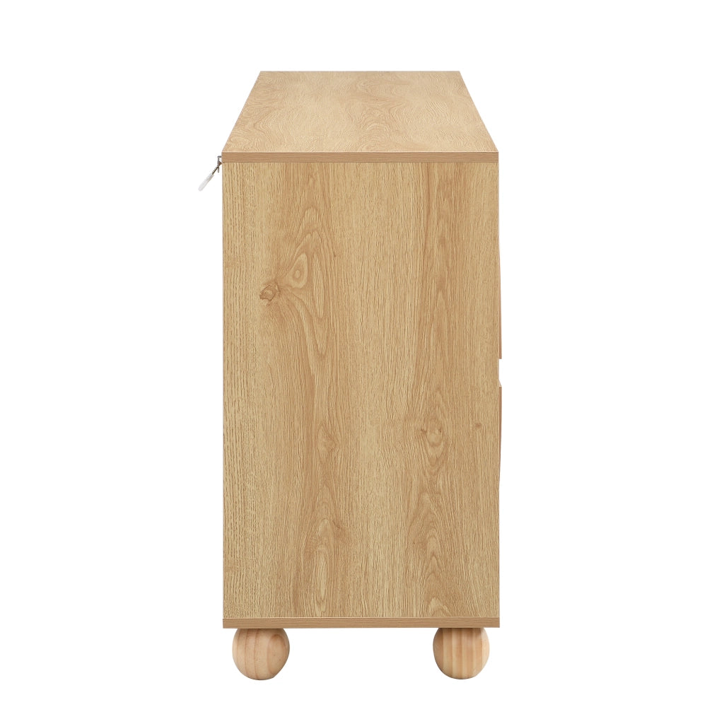 Credenza e madia a 4 ante con 2 vani interni e ripiani regolabili, per soggiorno e ingresso, naturale, 160 × 38 × 76 cm