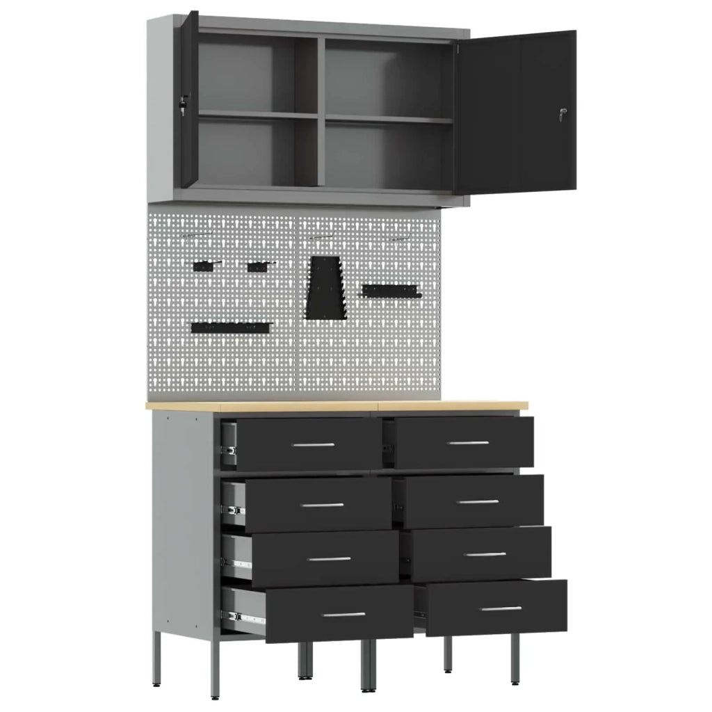 Mobile da lavoro 5 pcs Nero Legno ingegnerizzato e acciaio 3321420