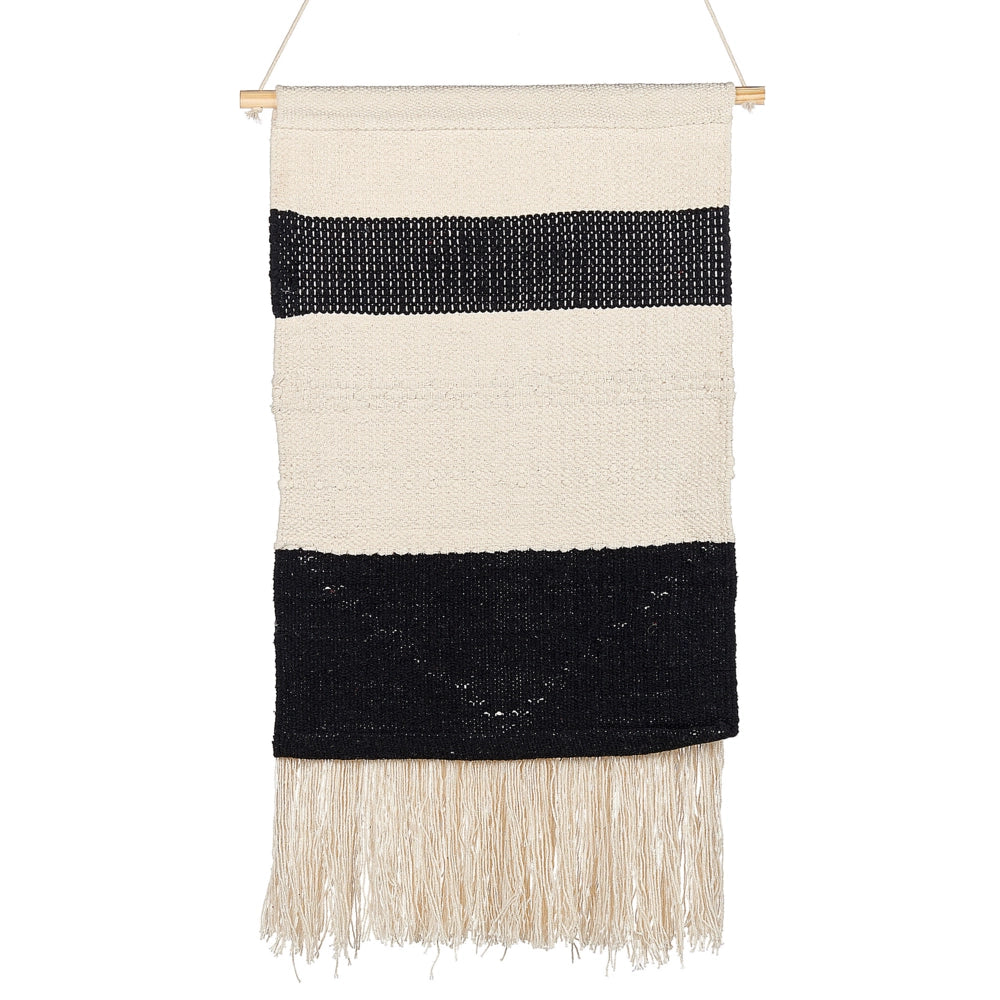 Decorazioni da parete in cotone nero beige nappa fatta a mano arte della parete motivo geometrico boho per soggiorno camera da letto