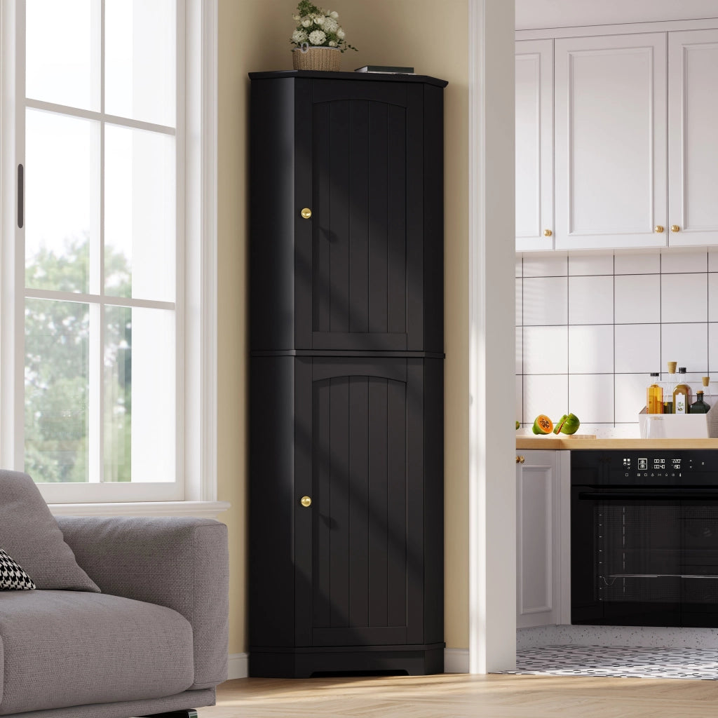 Armadio angolare 42x42x166 cm con ripiani regolabili in MDF nero