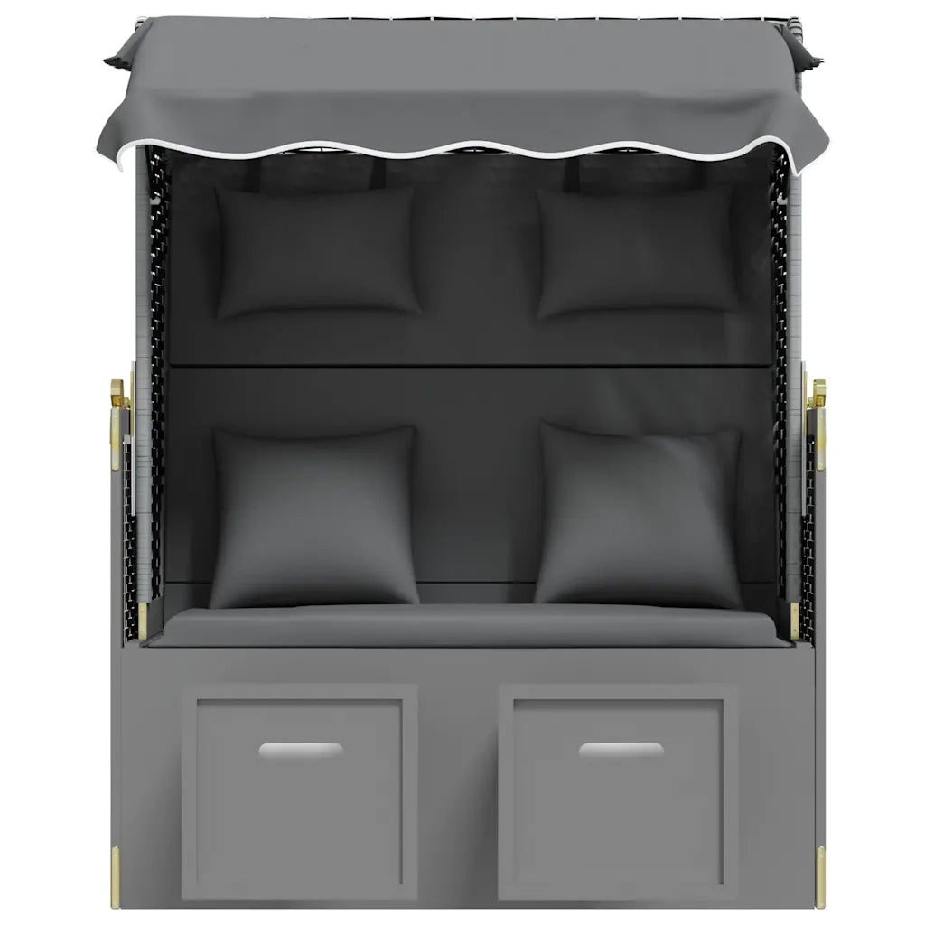 Strandkorb Cuscini Polyrattan e Legno Massello Antracite e Nero CFW9415065