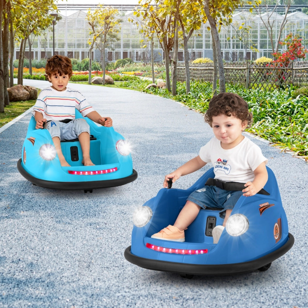 Auto elettrica per bambini 12V con telecomando, Auto da urto alimentata a batteria con luci LED rotazione a 360¡ã Blu