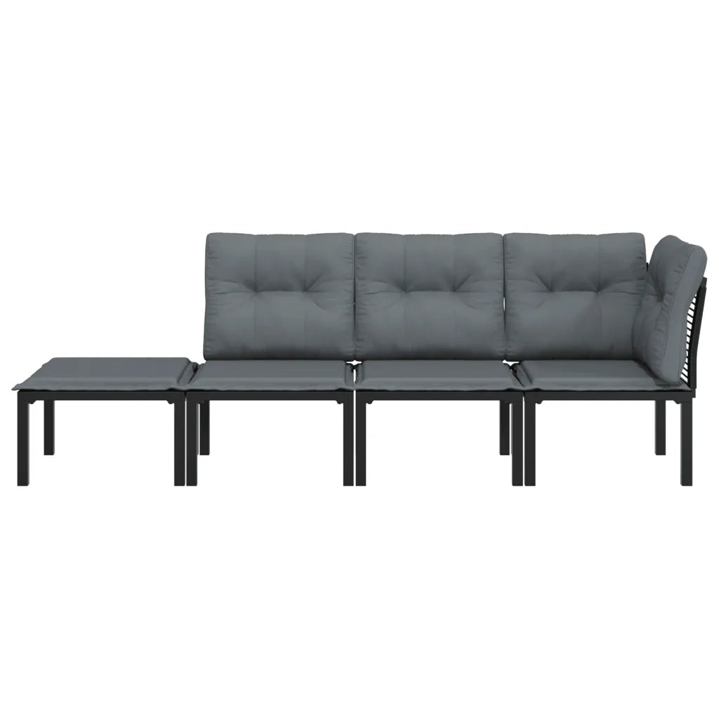 Set Salotto da Giardino 4 pz Nero e Grigio in Polyrattancod mxl 71656