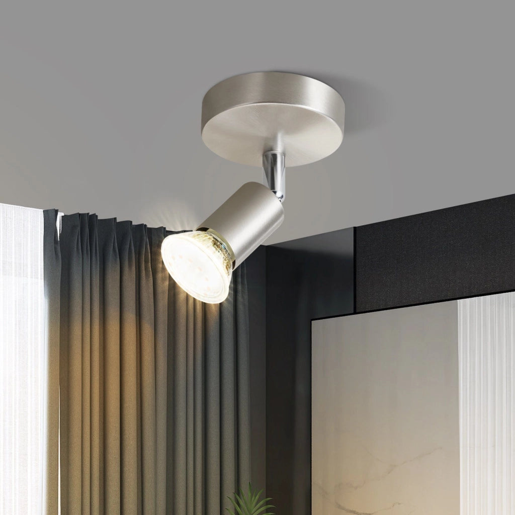 ZMH Faretto da soffitto decorativi 1 luce GU10 acciaio inox nichel rotazione 330° senza lampadina