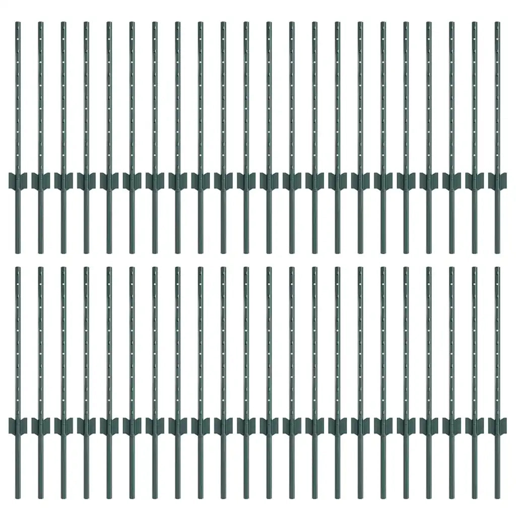 Palo della recinzione 44 pcs Verde 100 cm Acciaio 3335915