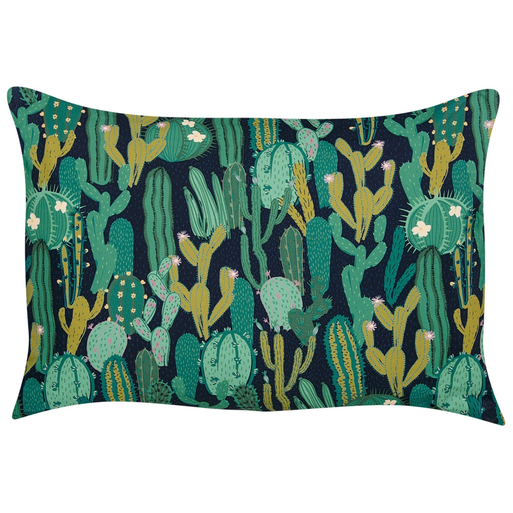 Set di 2 cuscini da giardino in poliestere verde con motivo a cactus 40 x 60 cm, rettangolari, moderni e resistenti all'acqua.