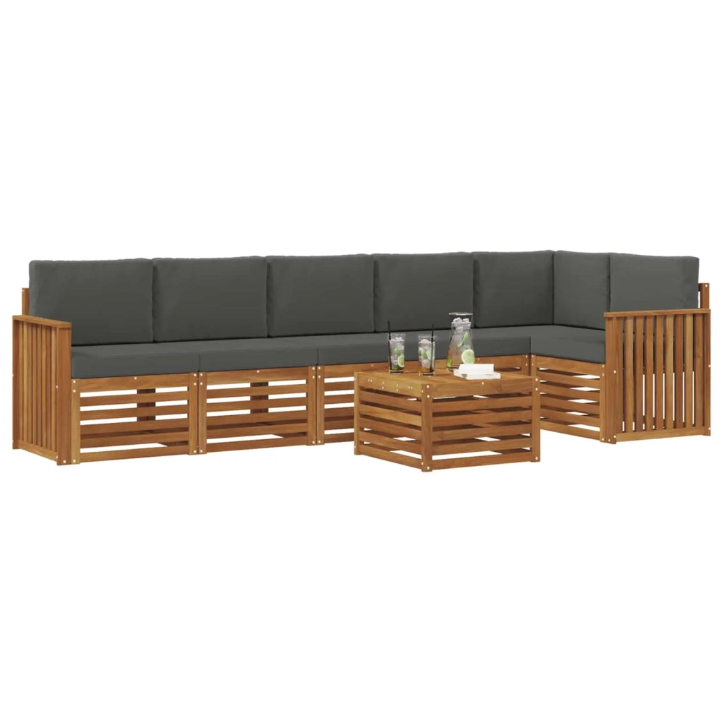 Set divano sezionale con cuscino 7 pcs Naturale e Antracite 3374927