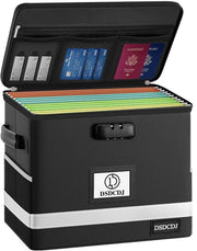 Documenti in sicurezza con chiusura, organizzatore di documenti con maniglia, archiviazione portatile con appendiabiti, scatola per archivi per casa/ufficio (31,2 x 19,6 x 26,7 cm)