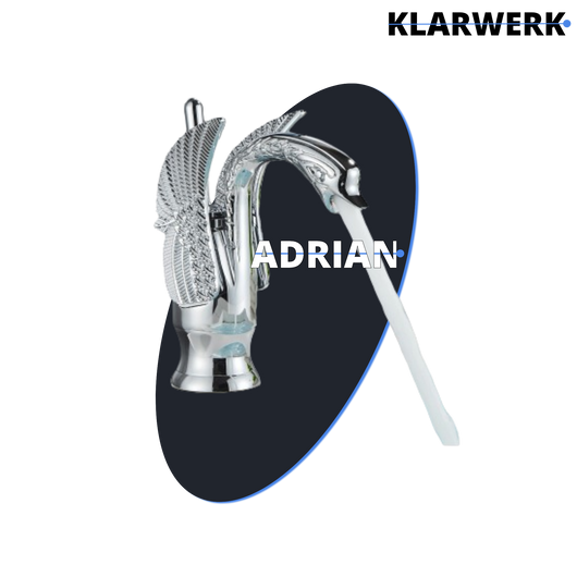 ADRIAN|Rubinetteria da bagno di design in acciaio inox con effetto cigno per lavabo di lusso cromato lucido, ristorazione|miscelatore bagno 2 attacchi