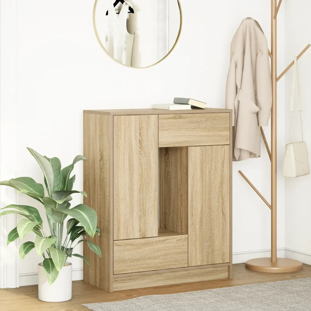 Credenza con Cassetti e Ante-Buffet-Armadio da cucina Rovere Sonoma 73x31x90 cm