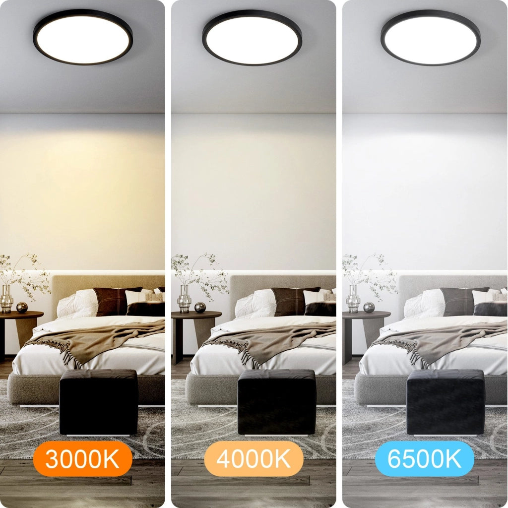 ZMH Lampada da soffitto plafoniera LED moderna rotonda nera 30cm per soggiorno corridoio