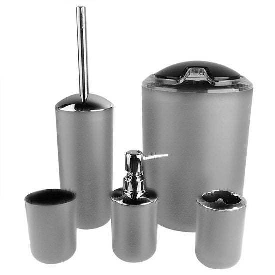 Set di accessori da bagno - 6 pezzi - plastico - sostenibile