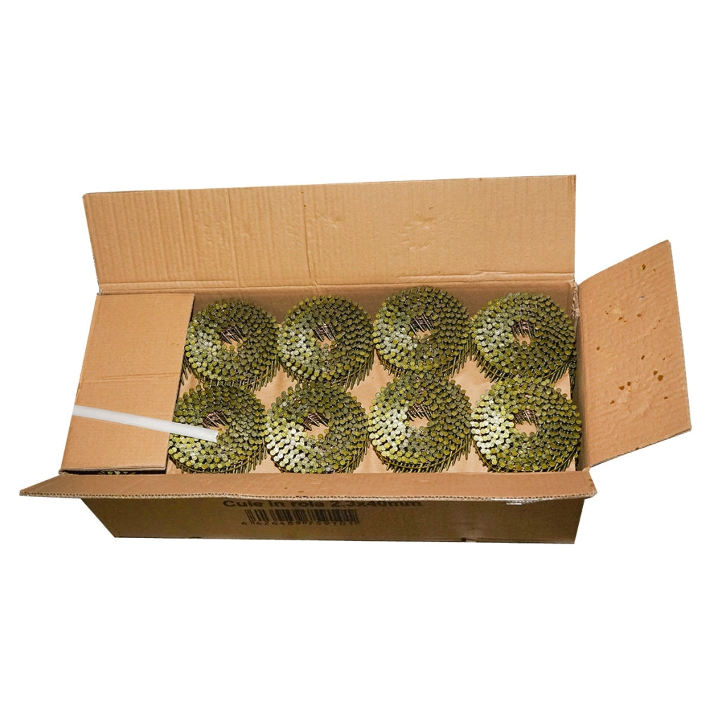 Set di 12000 chiodi su tamburo/rullo, anellati 2,3x40mm, 300 pezzi/rotolo