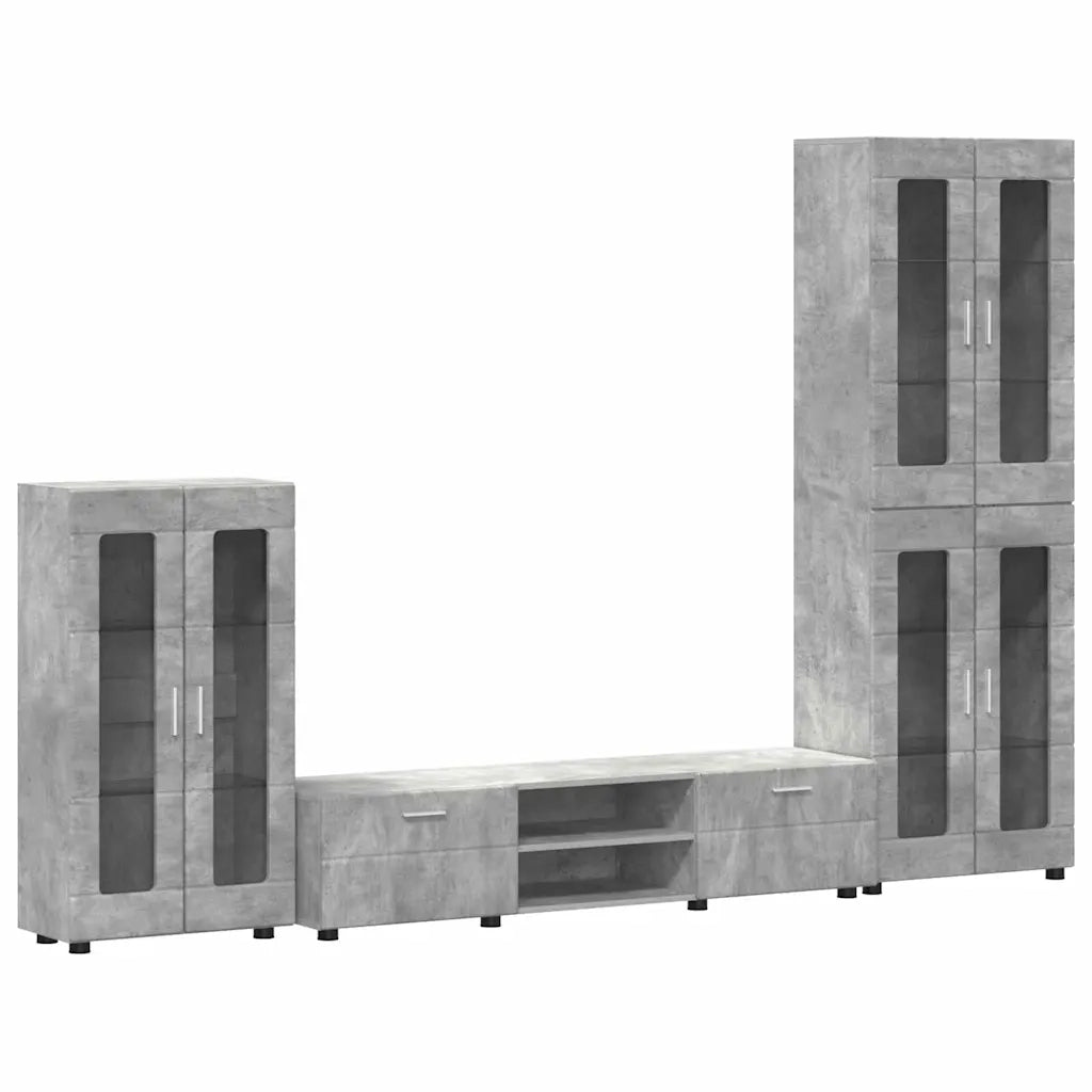 Set mobile TV con porta FLORIN Grigio cemento Legno multistrato