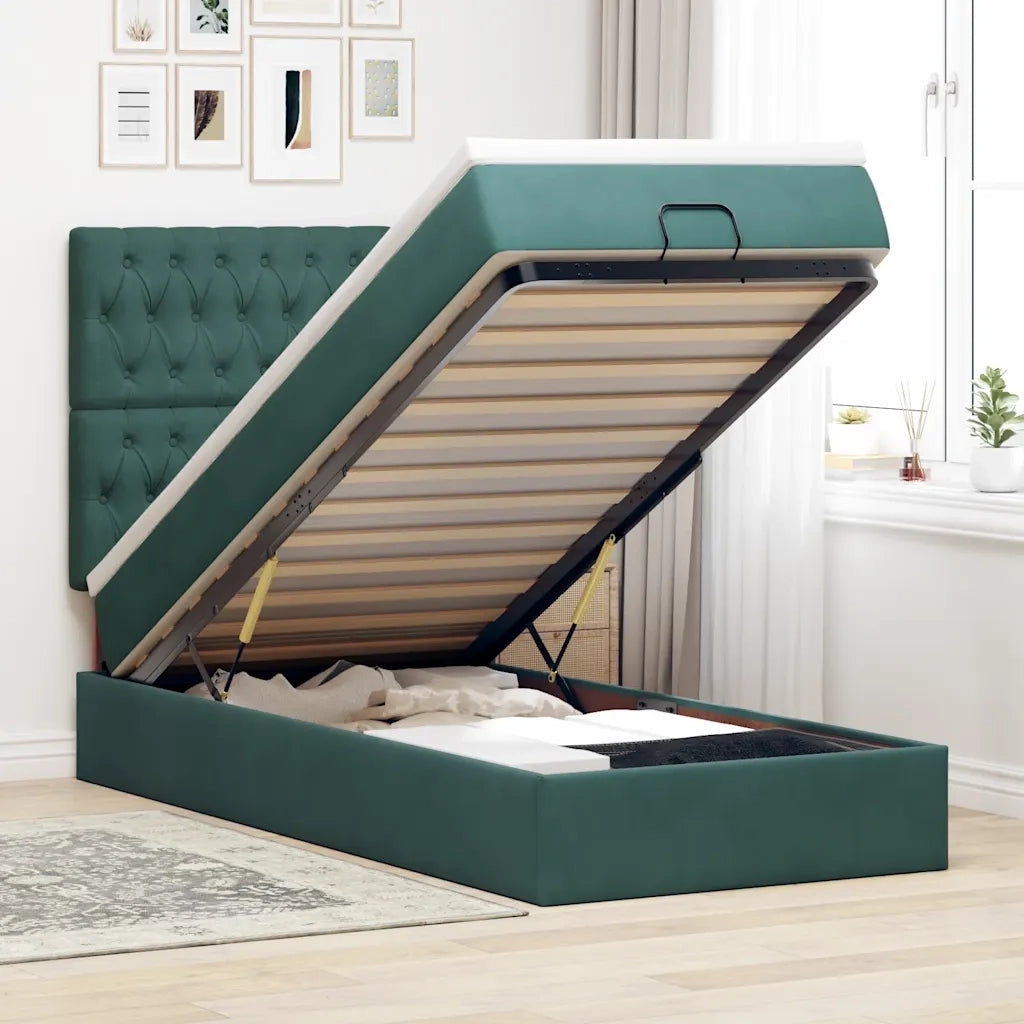 Struttura Letto Pouf con Materassi 90x190 cm in Velluto 3314363