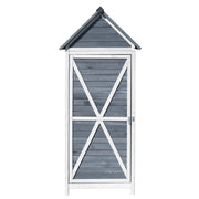 Armadio da giardino in legno grigio 77x53x179 cm Con porta a battente e tetto isolato con bitume