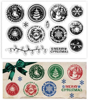 Set di timbri in silicone trasparente con diverse forme per la creazione di cartoline di Natale uniche e per la scrapbooking.
