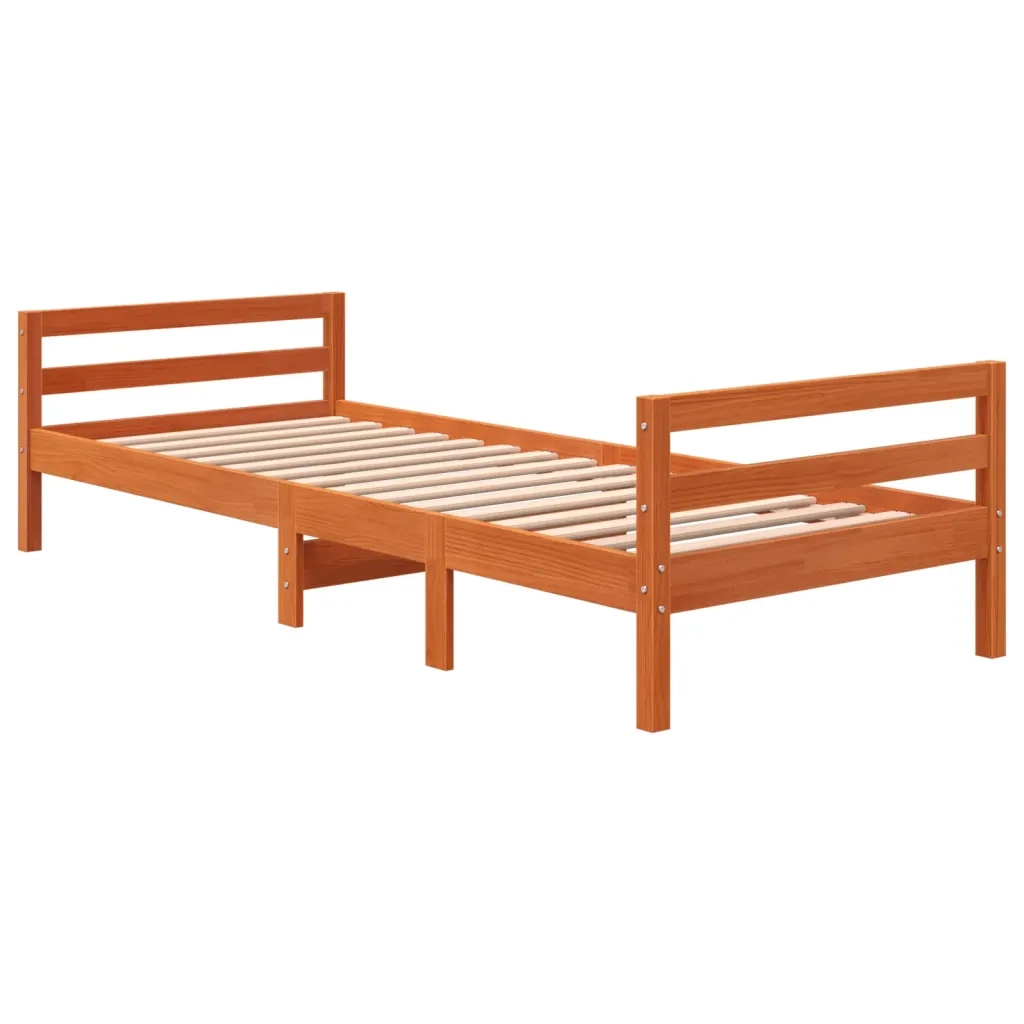Letto senza Materasso-Struttura Letto Marrone Cera 90x190 cm in Legno di Pino 382860