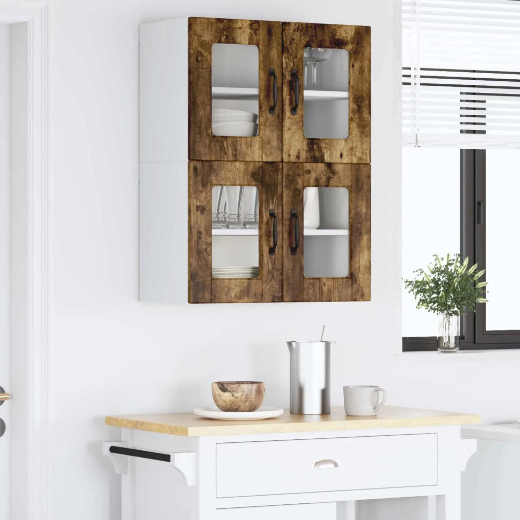 Mobile in vetro da parete PORTO 2 pcs Rovere fumé