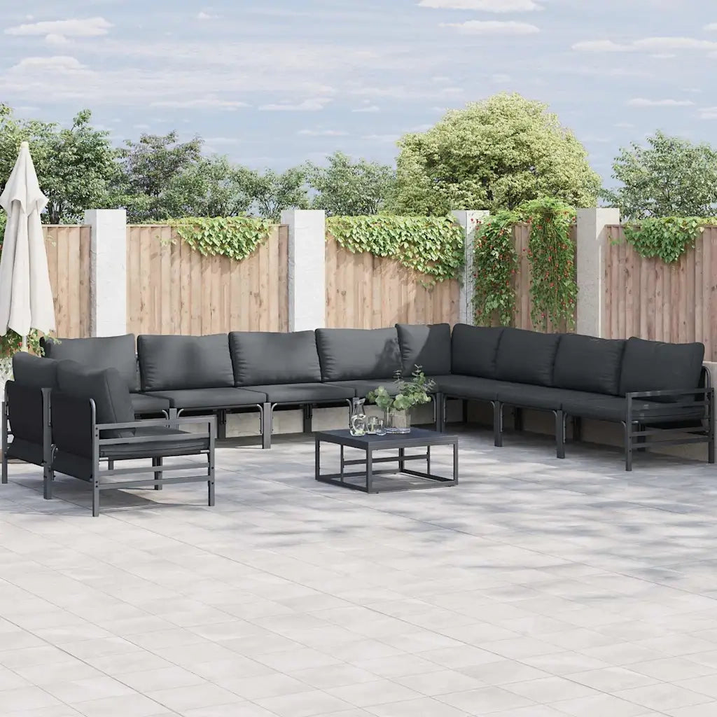vidaXL Set Divano da Giardino 10 pcs Antracite Acciaio