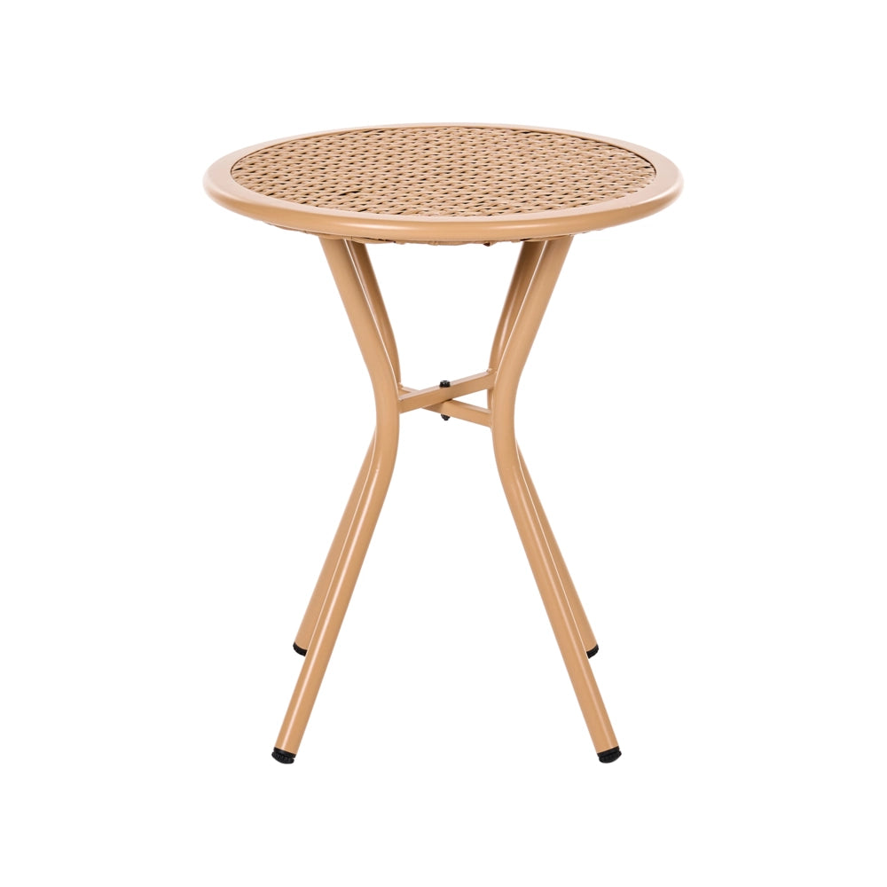 Set Bistro in Rattan PE Marrone Chiaro con Tavolino da Caffè in Metallo 2 Sedie Moderno Arredo da Giardino Esterno