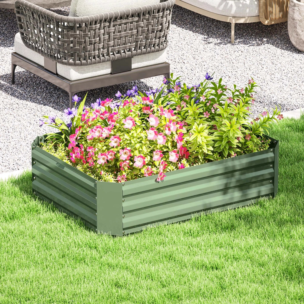 Hochbeet in acciaio zincato per giardino ¨C zephmum ¨C 120x90x30 cm verde scuro