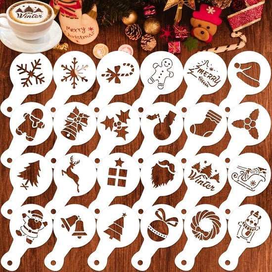 Stampa per biscotti 24 pezzi - Schede per caffè riciclabili - Tema natalizio decorativo - Ragazzo di zucchero/neve - PET-Plastica 8,3 x 13,9 cm - Ideale per torte e dolci - Stamp per torta