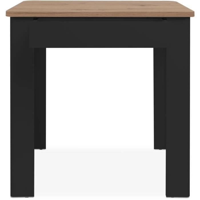 Tavolo OSLO - Rettangolare - 4 persone - 80 x 77 x 80 cm - Nero / Rovere artigianale