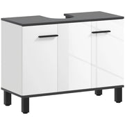 Mobile Sottolavabo da Bagno con Armadietto 2 Ante 80x34x60 cm Bianco Lucido