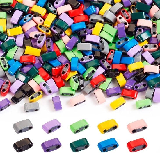 300 pezzi di Tila semi con 2 fori rocailles in hematite sintetica mini pony quadrati kralen singole per più fili per collane e bracciali da fare, PandaHall