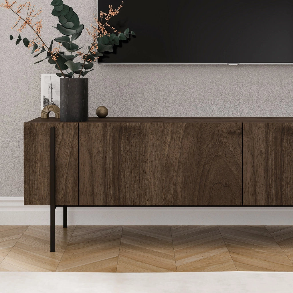 Porta TV in legno "Herman" - 160 x 31 x 45 cm - Marrone