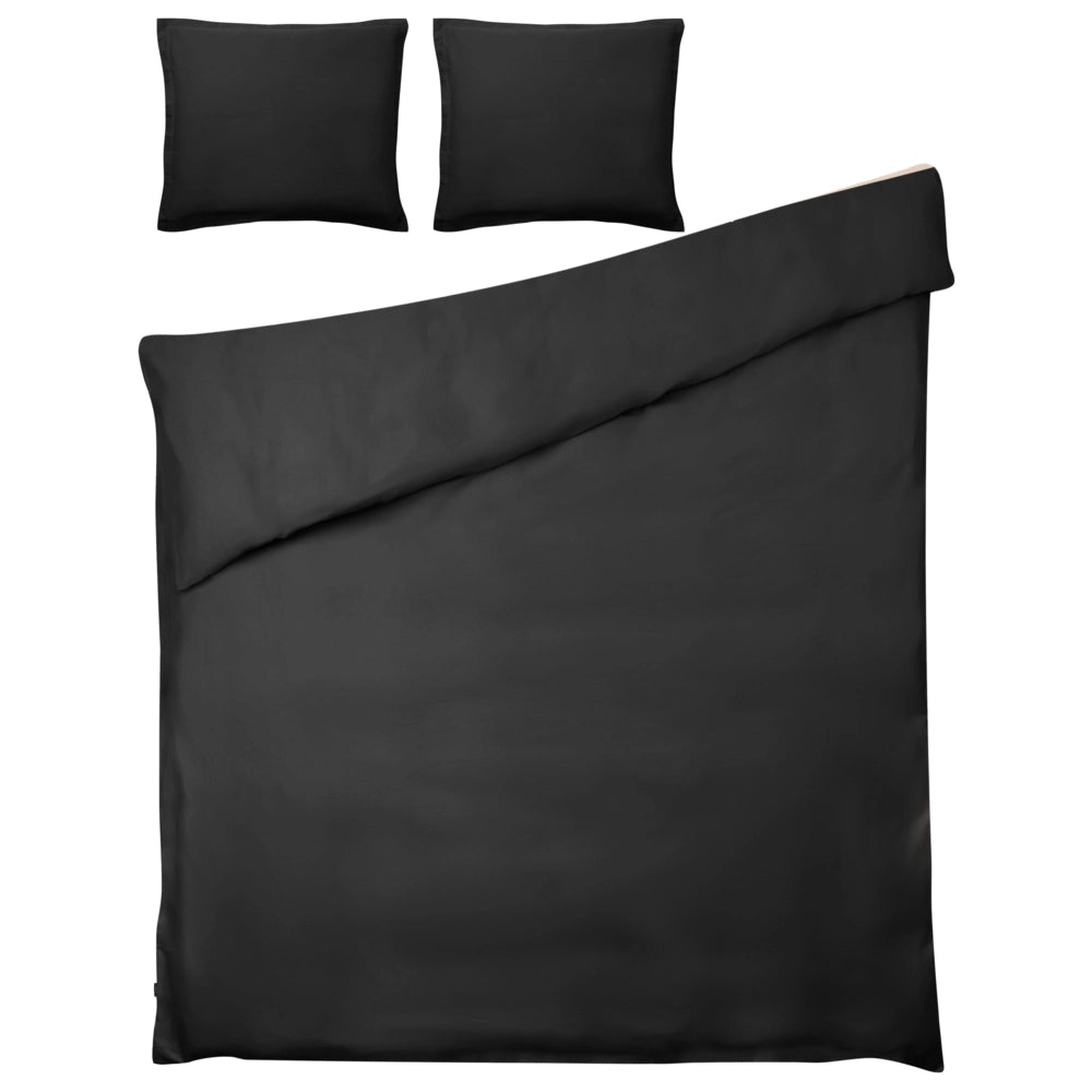 Set copripiumino e federa in cotone satinato nero 150 x 200 cm per una camera da letto moderna
