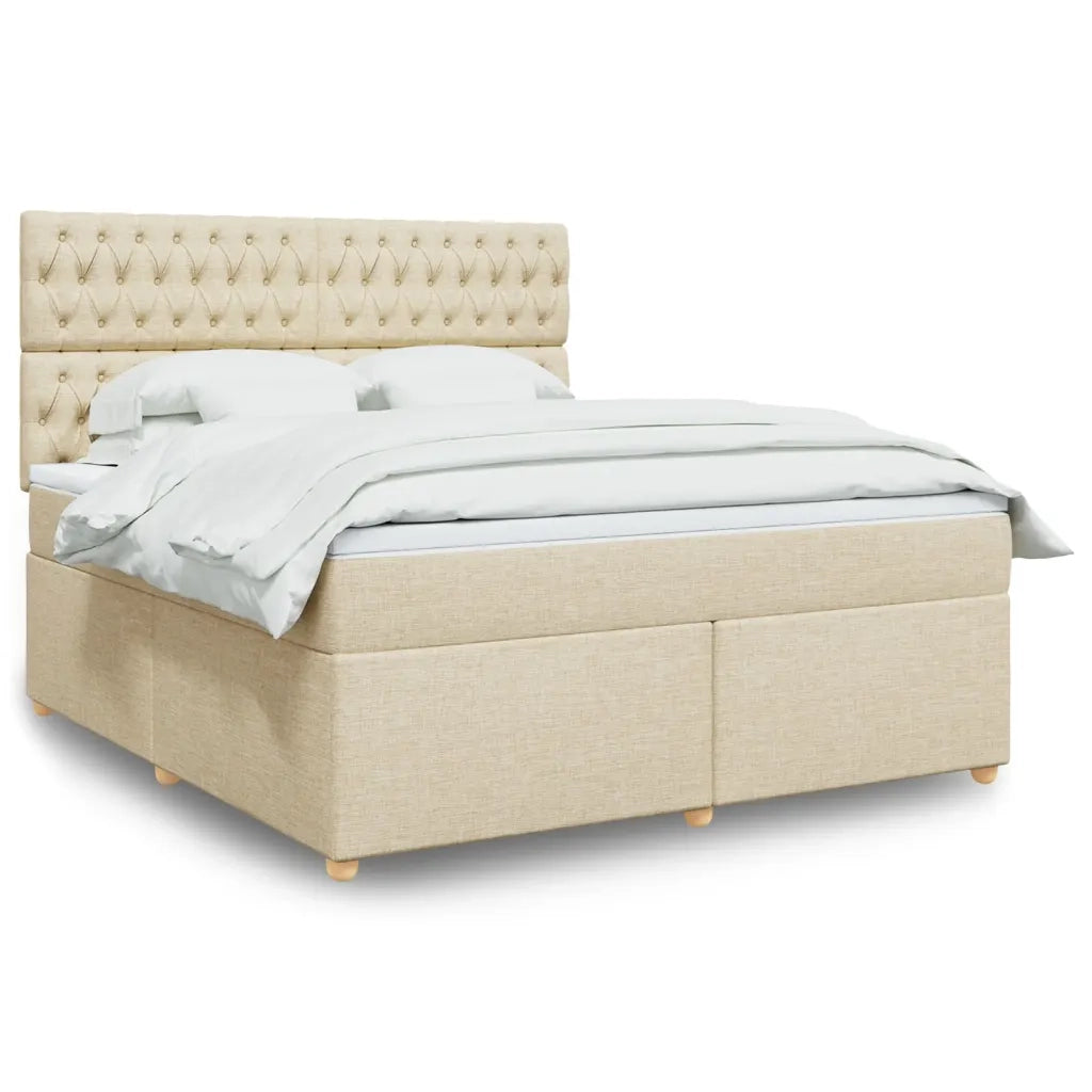 vidaXL Giroletto a Molle con Materasso Crema 180x200 cm in Tessuto