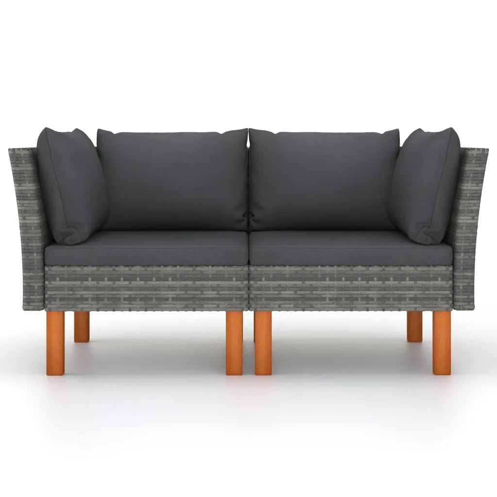 Poltrone Angolari 2 pz Polyrattan e Legno Massello di Eucalipto CFW1086774