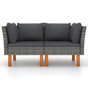Poltrone Angolari 2 pz Polyrattan e Legno Massello di Eucalipto CFW1086774
